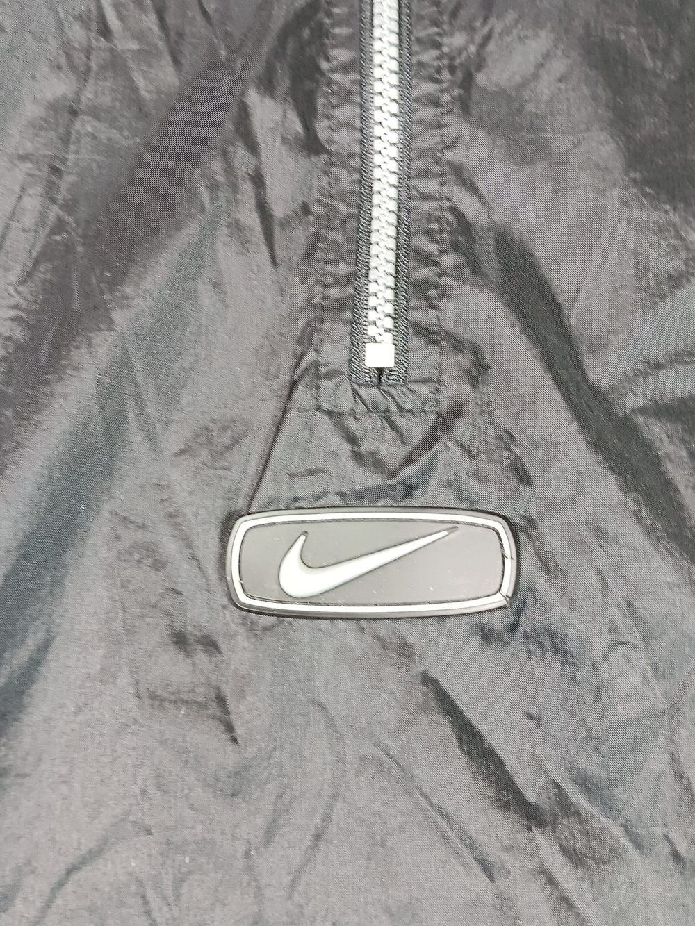 Vintage 90s Nike Jacket Mens XL Black 1/2 Zip Pullover Lined Center Swoosh Wind - Picture 6 of 13